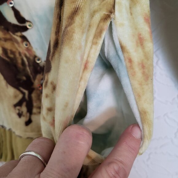 French Postcards The Wild West Ranch Sequined Velour Zip Up Hoodie Size Medium - Picture 6 of 14